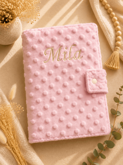 Protège carnet de santé en Minky