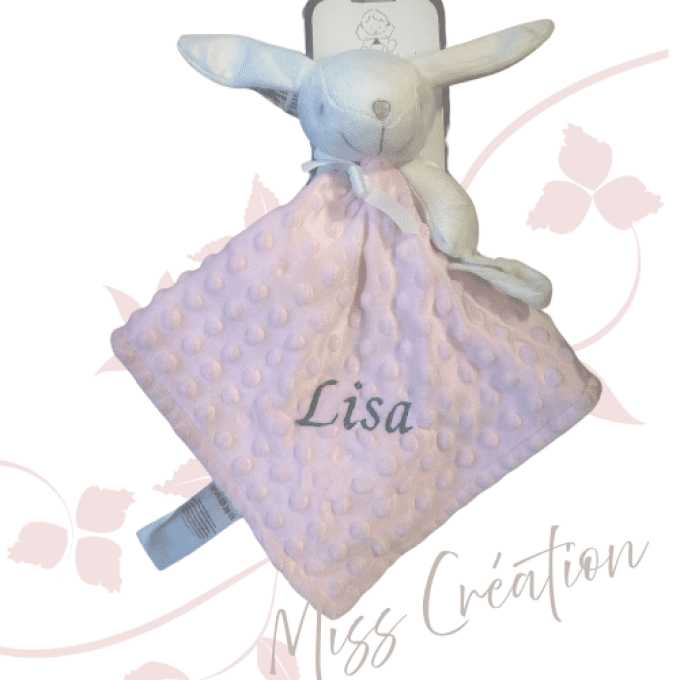 Doudou lapin rose minky
