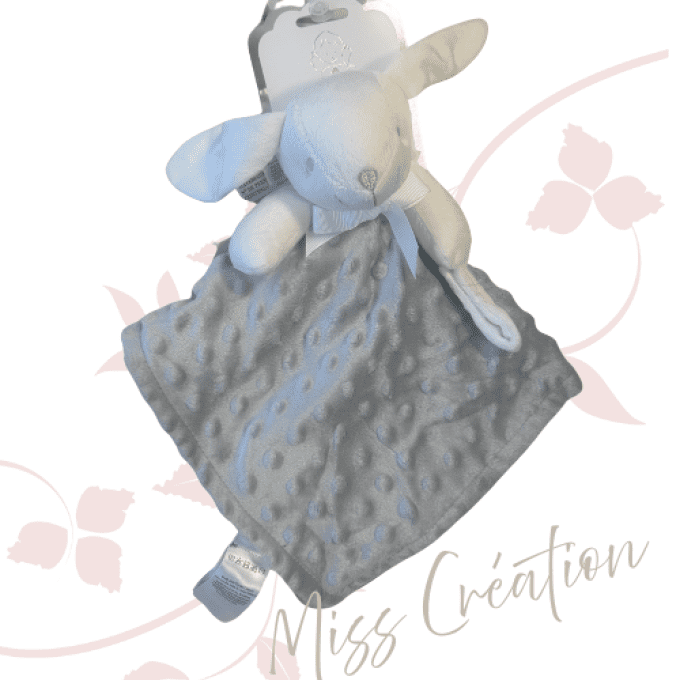 Doudou lapin gris minky  
